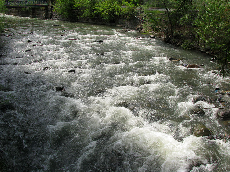 Буруны на камнях в речке Боржомула. Боржоми, Грузия