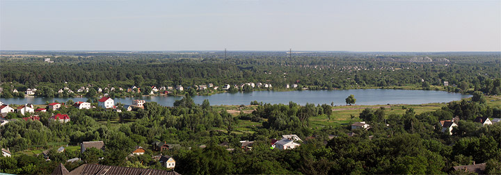 Половина озера «Земснаряд», панорамка из окна колокольни Троицкого монастыря в Чернигове