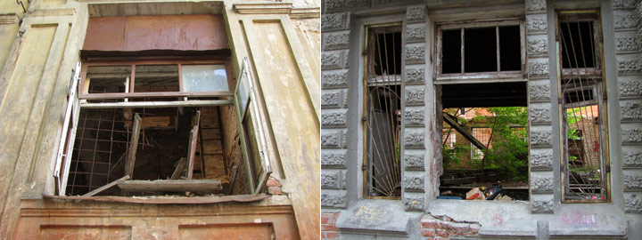 Развалины в окнах старых домов Харькова