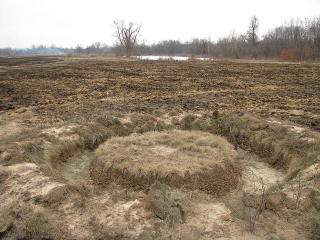 кругле утворення від капища чи вогнища на Жуковому острові, зима 2008